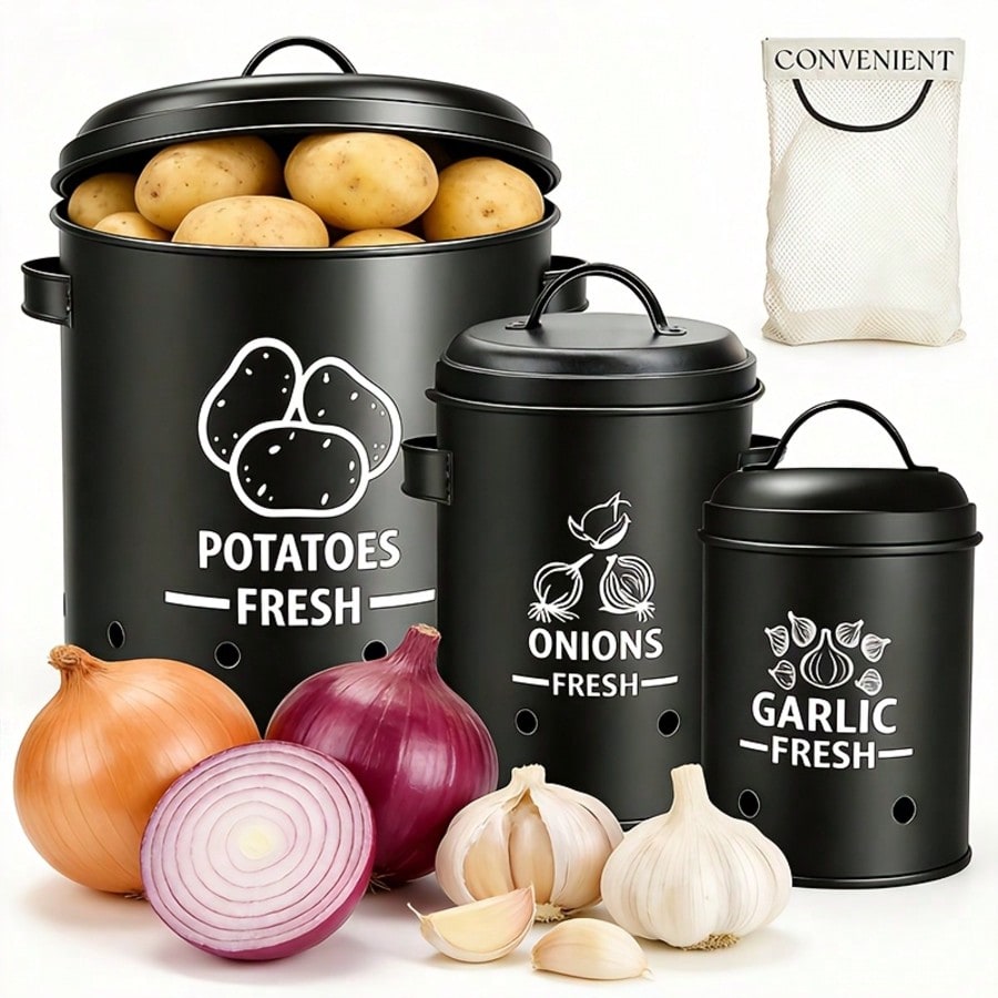 Kitchen Gadgets Organizer - Aardappel Ui Knoflook Opbergbak Set Boerderij